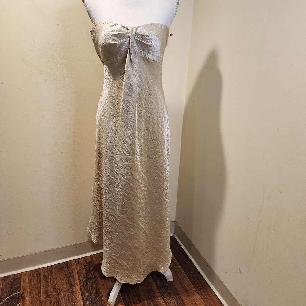 ADRIANNA PAPELL Elegant Strapless Gold Formal Dress Size 12